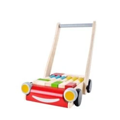 Chariot De Marche Avec Cubes - Plan Toys