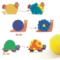 Collage, Silhouettes Et Pompons - Djeco -Jouets Éducatifs Boutique collage animaux tout doux silhouettes et pompons djeco 1