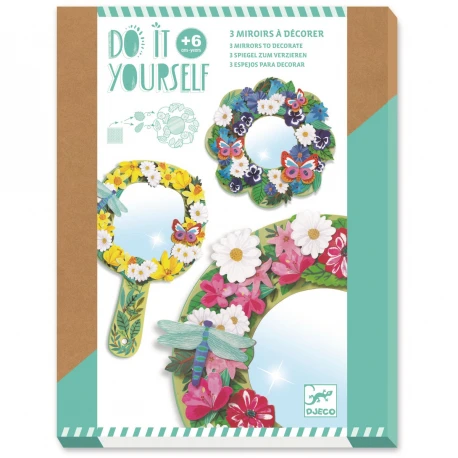Miroirs à Décorer, Douceur Florale, Do It Yourself - Djeco 3 Miroirs à Décorer, Douceur Florale, Do It Yourself - Djeco