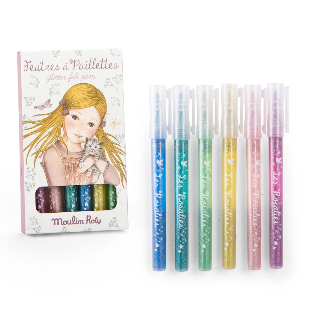 6 Feutres à Paillettes, Les Rosalies - Moulin Roty 3 6 Feutres à Paillettes, Les Rosalies - Moulin Roty