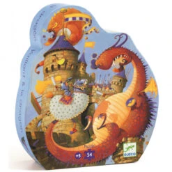 Puzzle Silhouette 54 Pcs, Vaillant Et Dragon - Djeco